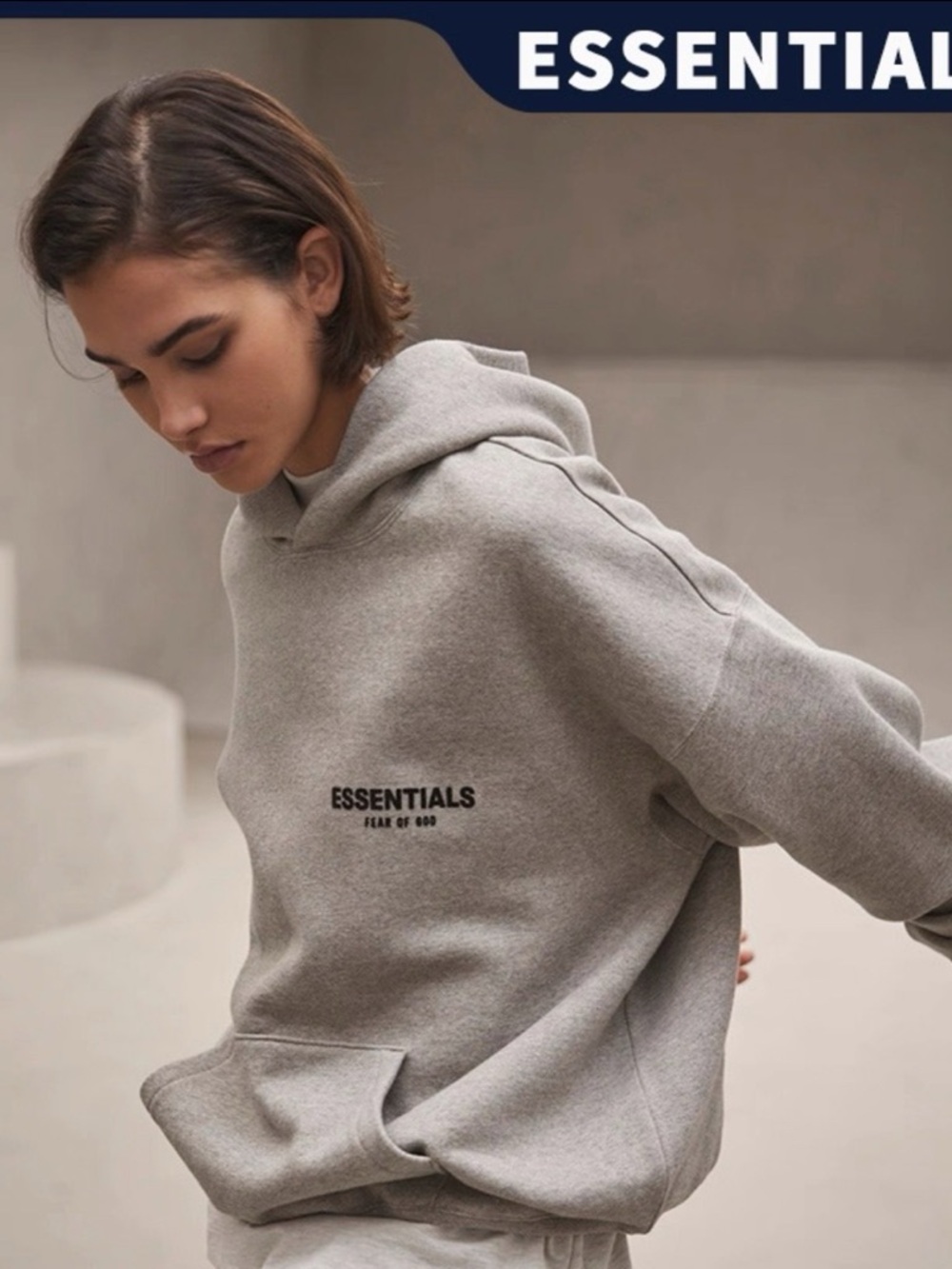Essentials Gray Logo Hoodie - Light Gray ESSENTIALS Sweatshirt